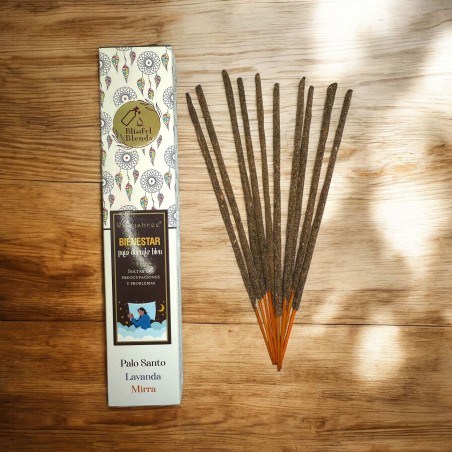 Blissful Blends Vijayshree Palo Santo Organic Wellbeing Incense, Lavender and Myrrh - 25gr Box.