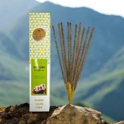 Tămâie organică Vibrații pozitive Amestecuri fericite Vijayshree Lemn de santal, Vanilie și Copal - Cutie de 25gr.