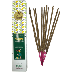 يمزج Happiness Blissful بين Vijayshree Cedar و Patchouli و اللبان البخور العضوي - علبة 25 غرام.