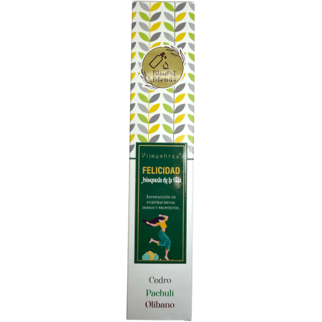 يمزج Happiness Blissful بين Vijayshree Cedar و Patchouli و اللبان البخور العضوي - علبة 25 غرام.