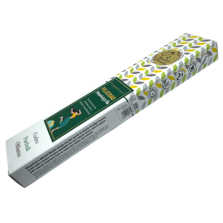 يمزج Happiness Blissful بين Vijayshree Cedar و Patchouli و اللبان البخور العضوي - علبة 25 غرام.