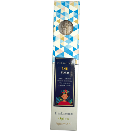 Organic Anti Stress Weihrauch Blissful Mischungen Vijayshree Räucherstäbchen, Opium und Agarholz - 25gr Box.
