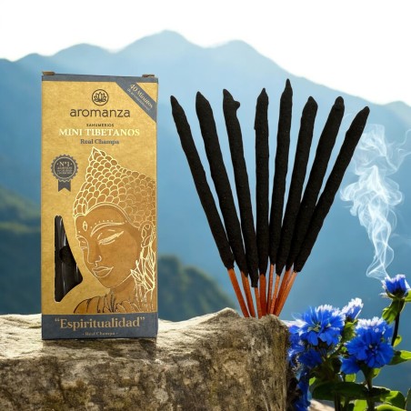 Mini Tibetische Räucherstäbchen Real Champa Aromanza Argentinien - 8 Räucherstäbchen 40min Dauer - Spiritualität