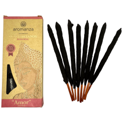 Mini Tibet Räucherstäbchen Royal Rose Aromanza Argentina - 8 Räucherstäbchen 40min Dauer - Love