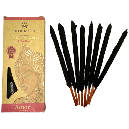 Incienso Mini Tibetanos Rosa Real Aromanza Argentina - 8 sahumerios 40min duración - Amor