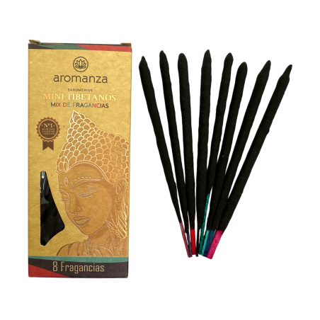 Mini Tibetan Räucherstäbchen Duftmischung Aromanza Argentinien - 8 Räucherstäbchen 40min Dauer - 8 Düfte