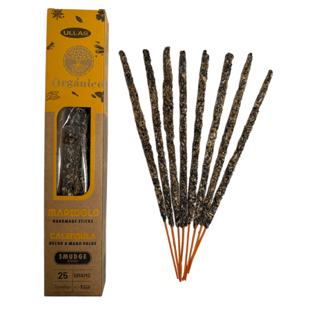 Incenso de Calêndula Ullas - Feito à Mão - 25g - Fabricado na Índia - 100% Natural - Incenso Orgânico ULLAS