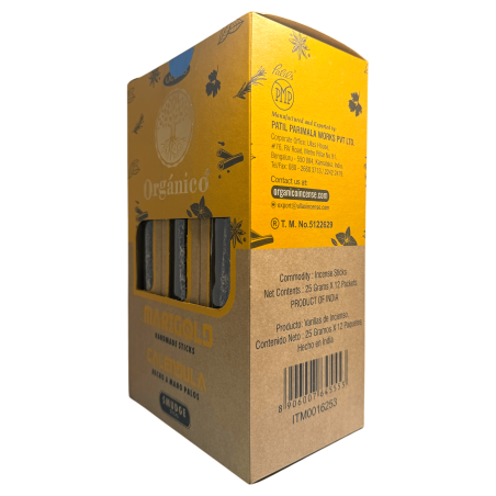 Caixa de Incenso de Calêndula Orgânica ULLAS - 12 caixas de 25gr.