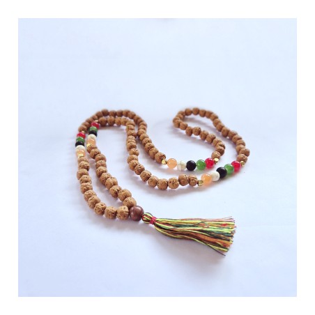 Bali Mala Energihalsband av de Fem Elementen - 108 Rudraksha