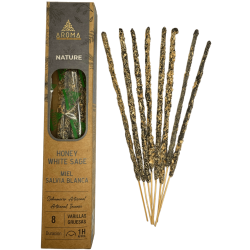 Kadzidło Miodowe Organiczne Biała Szałwia AROMA Natura - 8 patyczków czas trwania 1h