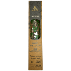Encens Miel Bio Sauge Blanche AROMA Nature - 8 bâtonnets 1h durée