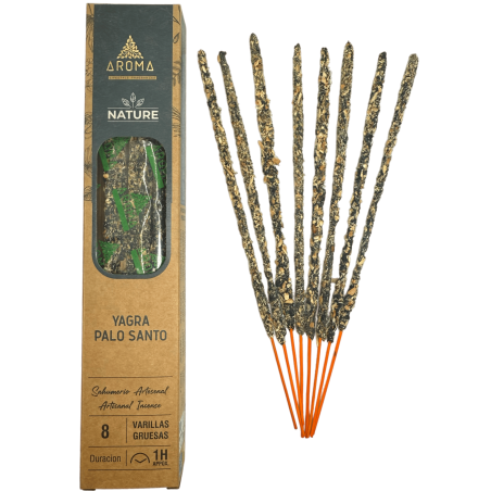 Incenso Orgânico Yagra Palo Santo AROMA Nature - 8 varetas 1h de duração