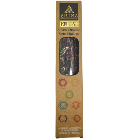 بخور عضوي طقوس 7 شاكرات برائحة AROMA المصنوعة يدويًا - صندوق يحتوي على 8 أعواد بخور - مدة ساعة واحدة