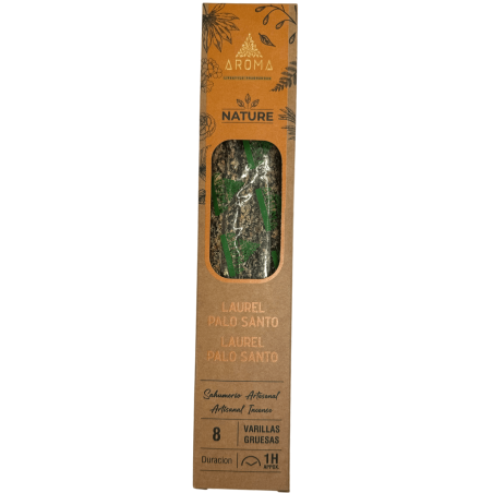 Incienso Orgánico Laurel Palo Santo AROMA Nature - 8 varillas 1h duración