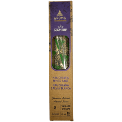 Bio Nag Champa Räucherstäbchen Weißer Salbei AROMA Natur - 8 Stäbchen 1h Wirkungsdauer