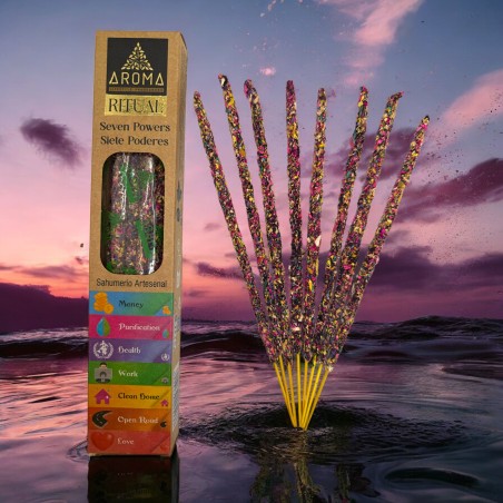 Organic Ritual Incense 7 Powers AROMA Handcrafted Incense - Box with 8 incense sticks - 1 hour duration