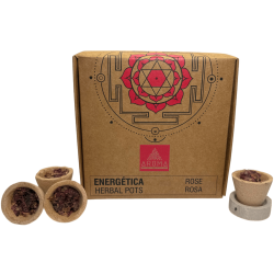 Örtkrukor Rosa Resinkoppar Energiska AROMA Dofter - 4 koppar och brännarställ