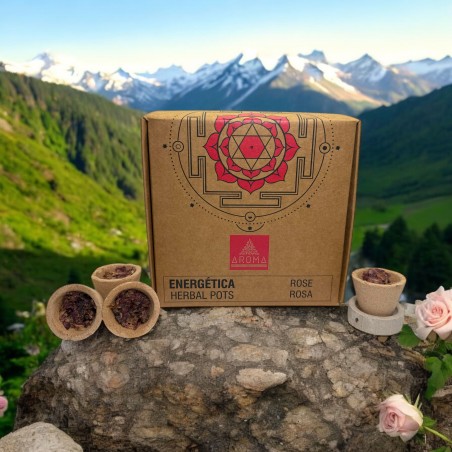 أكواب أعشاب من الراتنج الوردي مع عطور Energetic AROMA - 4 أكواب وحامل موقد