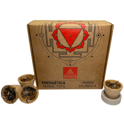 Pomarańczowe kubki z żywicy, ziołowe doniczki z nagietkiem, energetyczne zapachy AROMA - 4 kubki i podstawka pod palnik - Joy an