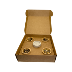 Cupe din rășină portocalie, ghivece cu plante aromatice și gălbenele, parfumuri energetice AROMA - 4 cupe și suport pentru arzăt