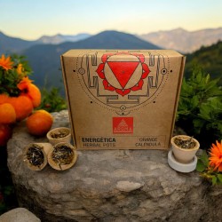 Gobelets en résine orange, pots à herbes au calendula, parfums AROMA énergétiques - 4 tasses et support pour brûleur - Joy and H