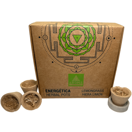 Zitronengras-Harzbecher, Kräutertöpfe, energetische AROMA – 4 Tassen und Brennerständer – reinigend