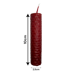 赤い蜜蝋ハニーキャンドル - 10x2.5cm - 自信、保護、情熱、生命力