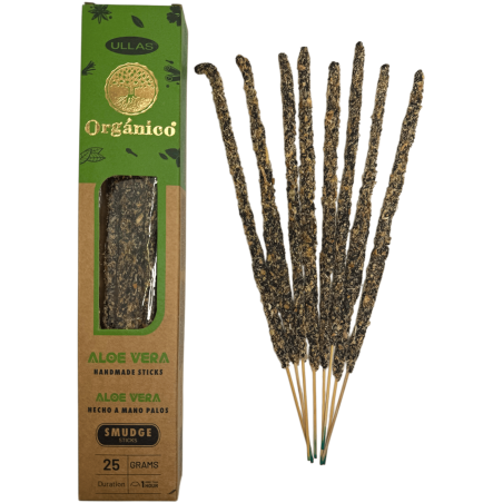 Aloe Vera-Räucherstäbchen – handgefertigt – 25 g – hergestellt in Indien – 100 % natürlich – ULLAS Bio-Räucherstäbchen