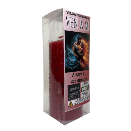 Velón Herboreo Ven a mi - Velón Esotérico 14x6cm - Atraer el ser amado