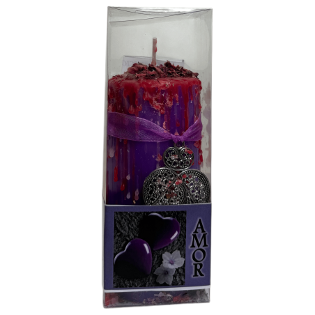 Bougie Talisman Amour - Bougie Ésotérique avec Amulette Spéciale 14x6cm - Passion, attraction, véritable affection