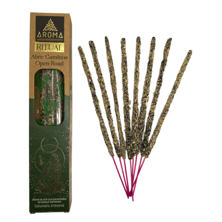 Incienso Orgánico Ritual Abre Caminos AROMA Incienso Artesanal - Cajita con 8 barras de incienso - 1 hora duración
