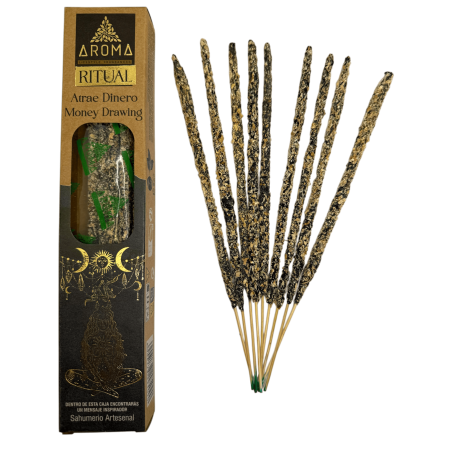 Organic Ritual Incense Attracts Money AROMA Handcrafted Incense - Box with 8 incense sticks - 1 hour duration