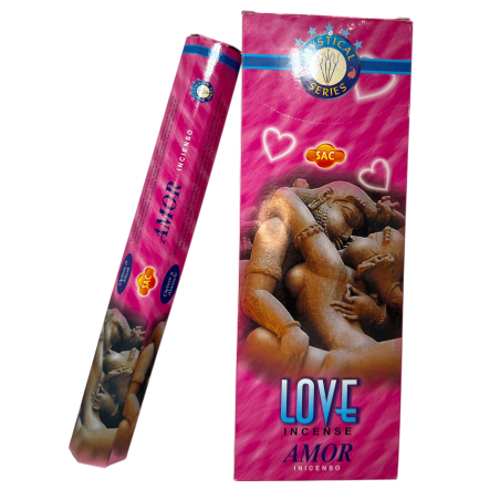 SAC Amor Räucherstäbchen - Schachtel mit 6 sechseckigen Packungen mit je 20 Stäbchen 120 Räucherstäbchen