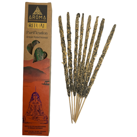 طقوس تنقية البخور العضوي AROMA بخور مصنوع يدويًا - صندوق يحتوي على 8 أعواد بخور - مدة ساعة واحدة