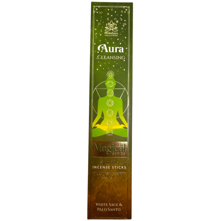 Himalaya Incense Magical Series Auric Cleansing Incense – 25-g-Box Masala-Räucherstäbchen mit weißem Salbei und Palo Santo.