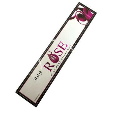 Encens à la rose BALAJI - Bâtonnets de rose pure doux - 1 boîte de 15 bâtonnets d'encens masala