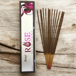 Encens à la rose BALAJI - Bâtonnets de rose pure doux - 1 boîte de 15 bâtonnets d'encens masala