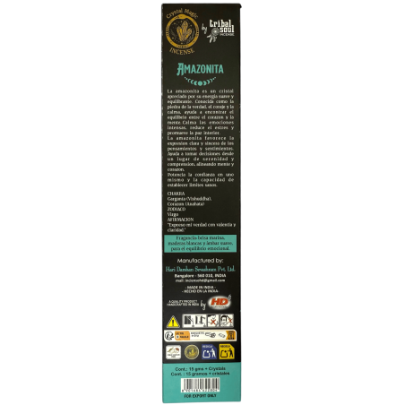 Amazonitrökelse Hari Darshan Tribal Soul Crystal Magic - 1 förpackning med 15gr ekologisk rökelse med mineraler