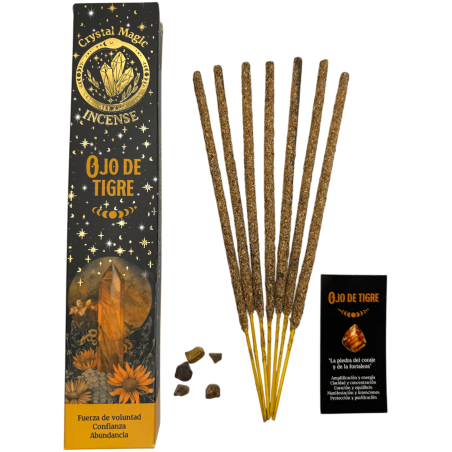 Incenso de Olho de Tigre Hari Darshan Tribal Soul Crystal Magic - 1 pacote de 15g de Incenso Orgânico com Minerais