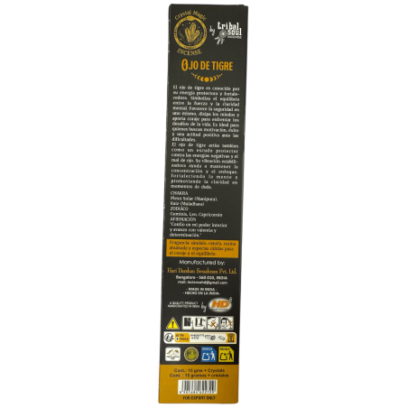 Tigerauge-Räucherstäbchen Hari Darshan Tribal Soul Crystal Magic – 1 Packung mit 15 g Bio-Räucherstäbchen mit Mineralien
