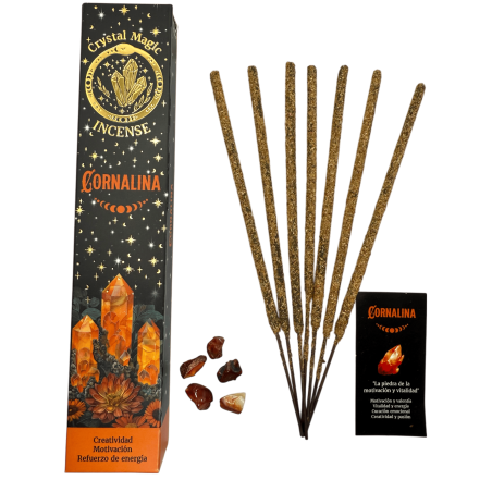 Incienso Cornalina Hari Darshan Tribal Soul Crystal Magic - 1 cajetilla de 15gr Incienso Orgánico con Minerales