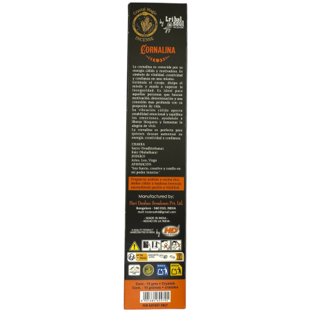 Hari Darshan Karneol Rökelse Tribal Soul Crystal Magic - 1 förpackning med 15gr ekologisk rökelse med mineraler