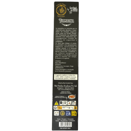 Incenso de turmalina mágica com cristais de alma tribal Hari Darshan - 1 pacote de 15g de incenso orgânico com minerais
