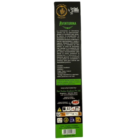 Kadzidło awenturynowe Hari Darshan Tribal Soul Crystal Magic - 1 opakowanie 15 g organicznego kadzidła z minerałami