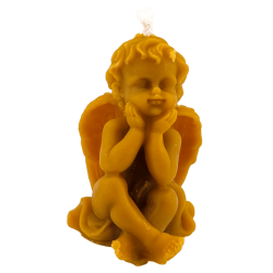 天然ハニーエンジェルキャンドル - 10x5.5cm