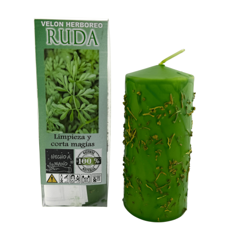 Bougie Herbal Rue - Bougie ésotérique 14x6cm - Élimine la négativité, les mauvais environnements, purifie et coupe la magie