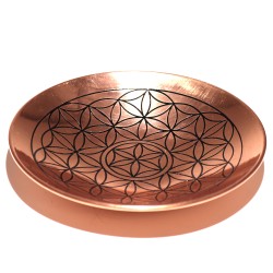 Assiette d'offrande en cuivre - Fleur de vie -...