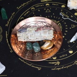 Assiette d'offrande en cuivre - Fleur de vie - 12 cm