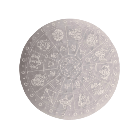 Placa Selenita con grabado Signos del Zodiaco 10cm