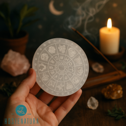 Placa Selenita con grabado Signos del Zodiaco 10cm